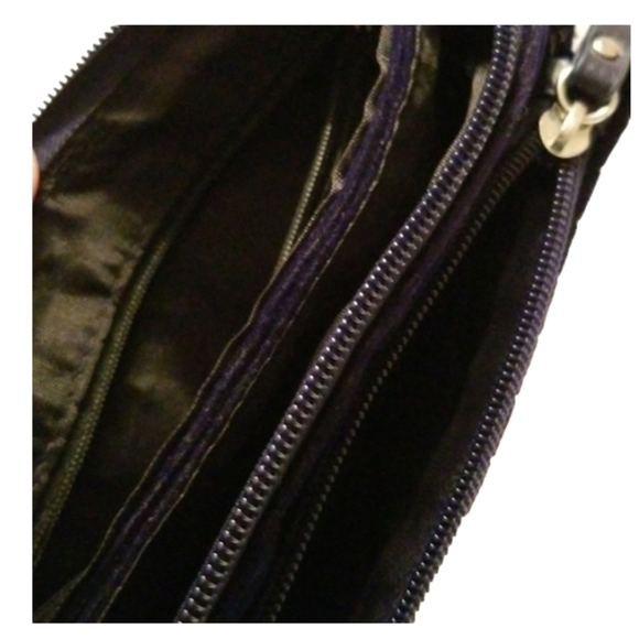 Nicole Miller Suzie bag Quilted studded & chained Navy Velvet Mini crossbody - Picture 8 of 17